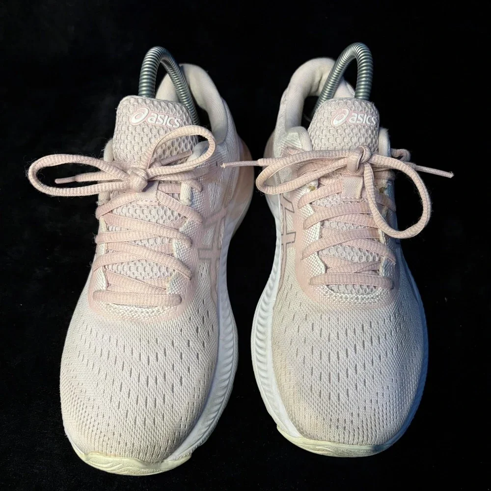 Asics Gel Excite 8 1012A916 Sneakers Womens US 7.5 Beige Pink Knit Running Shoes
